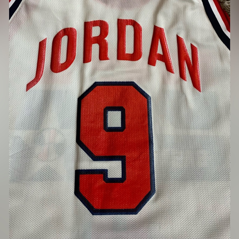 Vintage 90s Micheal Jordan Jersey USA Champion 1992 Olympic Dream Team 9 Sz 44 - Picture 3 of 7